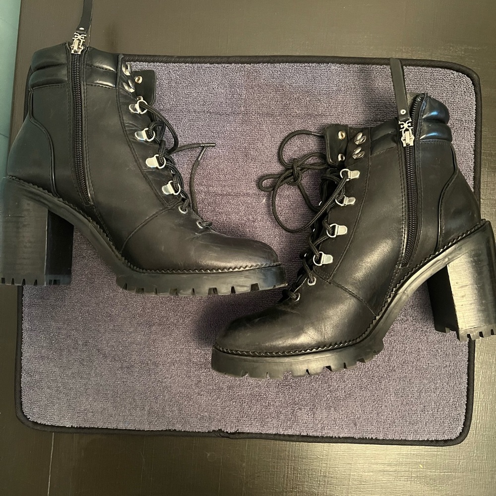 Sam Edelman Black Lace-Up Ankle Boots